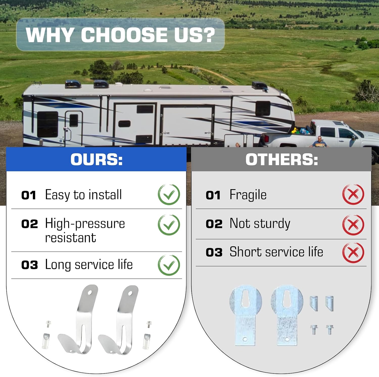 17109 Round Bar Weight Distribution Hitch Retainers Compatible with Curt Adjustable Weight Distribution Hitch Parts for RVs, Camper, Travel Trailers & Heavy-Duty Hauling
