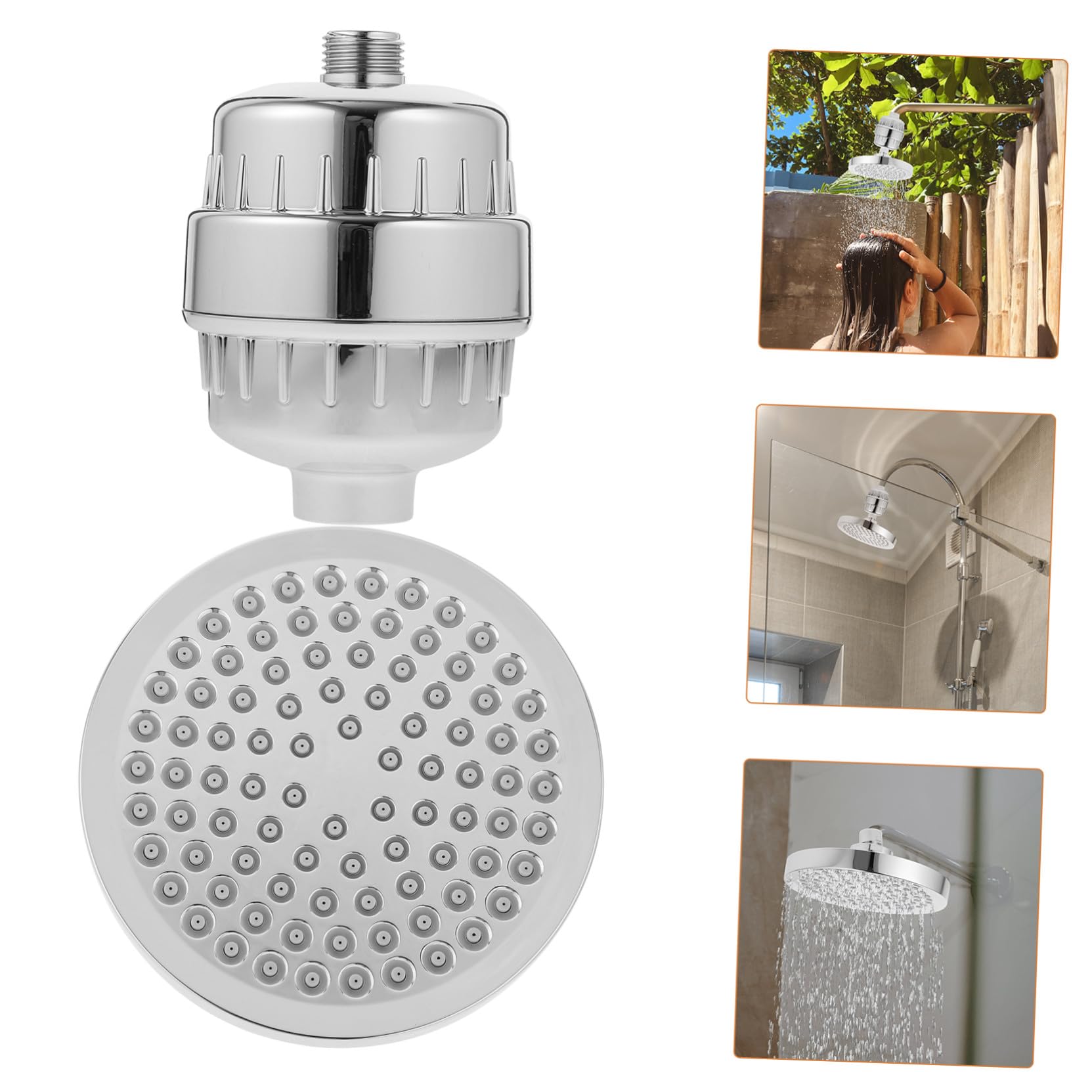 Cabezal de Ducha y Rotación de 360 Grados 15 Niveles de Filtración Múltiple Filtro para Agua Dura Material Abs y Algodón para Baño