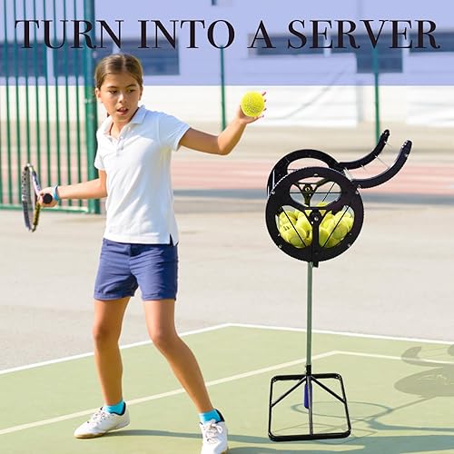 Miniatura 3 de Recogedor multifuncional de pelotas de tenis con 36 Cesta de almacenamiento de pelotas de tenis y lanzador de pelotas, ideal para principiantes,