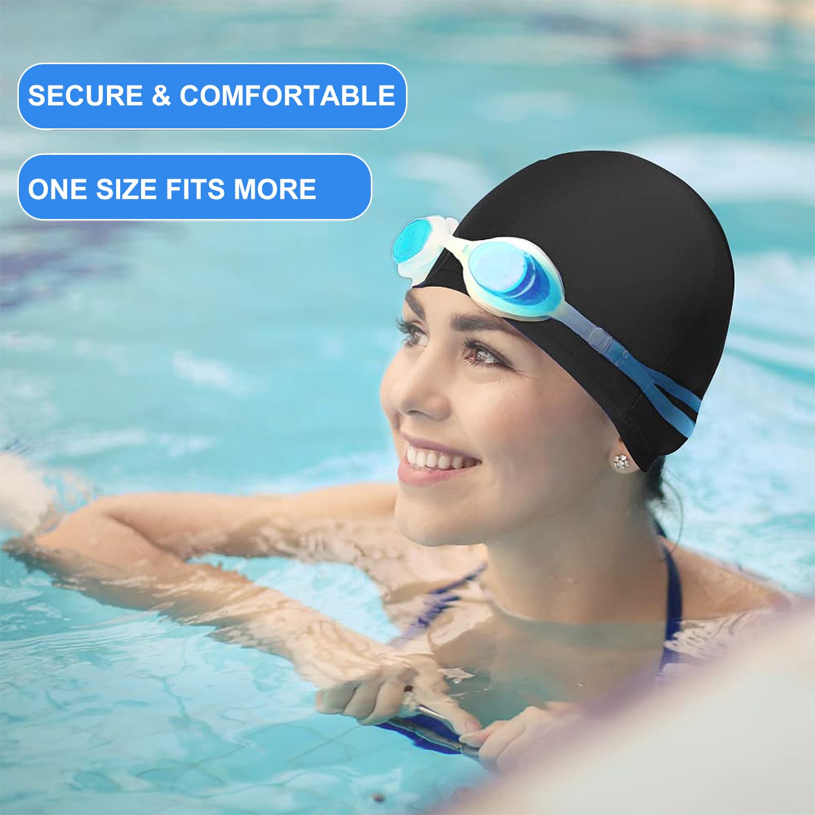 Gorro Piscina con Gafas de Natación Unisex Elástico Suave Multicolor
