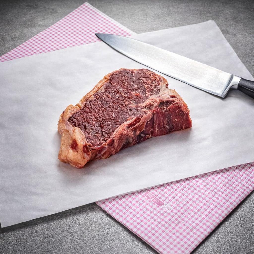 Papier Alimentaire Duplex Satiné Fond Rose – 40x50 cm – 10 kg – Papier d’Emballage Alimentaire Professionnel pour Boucherie, Fromagerie, Poissonnerie, Charcuterie, Traiteur et Cuisine Professionnelle