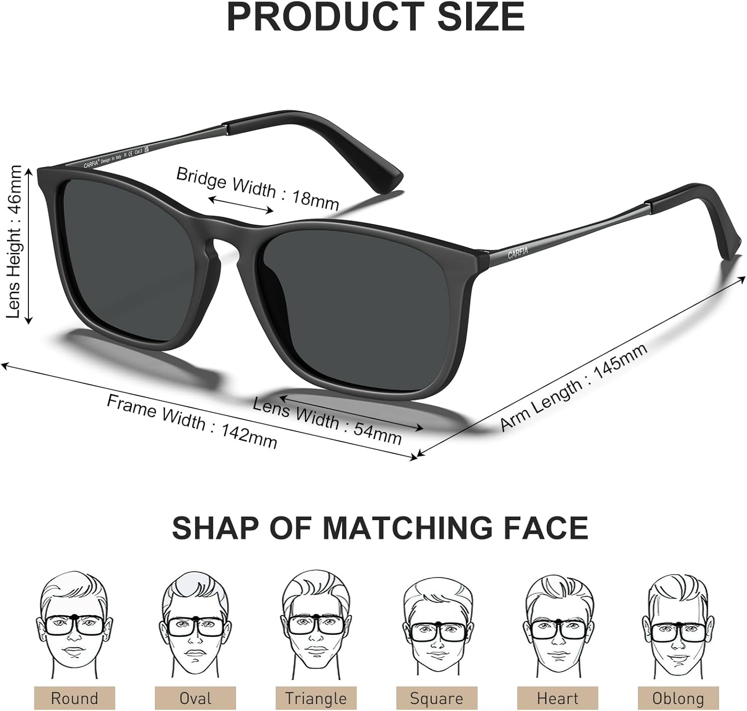 CARFIA Vintage Polarized Sunglasses for Men Women Lightweight Durable Design with UV Protection CA5200 - Image 5