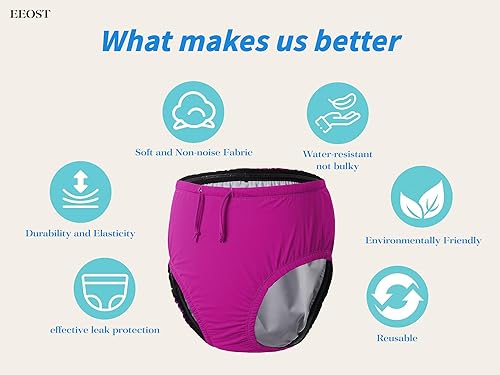 Miniatura 10 de EEOST Pañales de natación reutilizables para adultos, para necesidades especiales, trajes de baño para incontinencia, impermeables, a prueba de