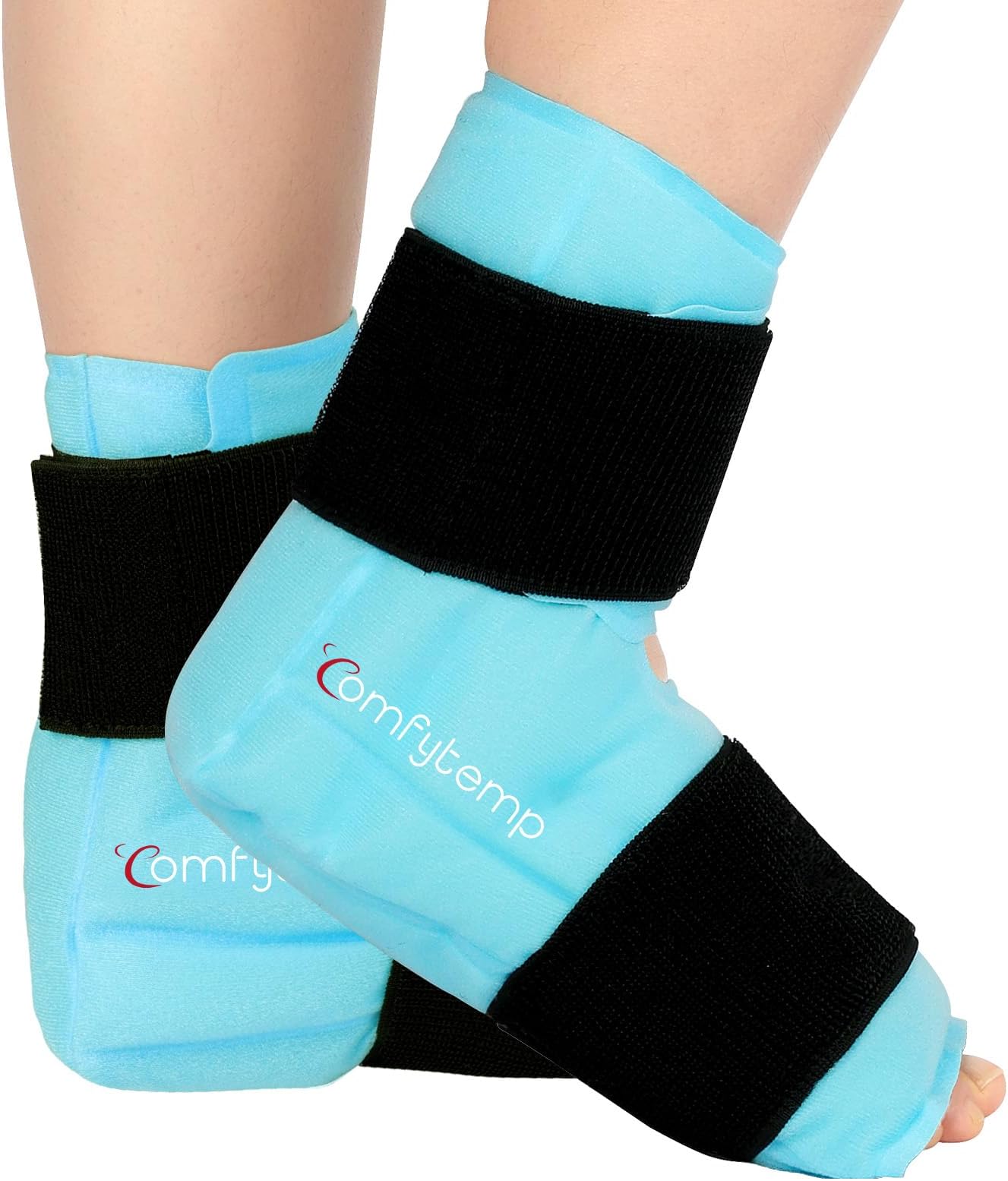Comfytemp Large Ankle Foot Ice Pack Wrap for Plantar Fasciitis Relief, FSA Eligible HSA, Ankles Brace for Ankle Sprain, Heel Spur, Swelling, Achilles Tendonitis, Hot Cold Therapy, Surgery Gift, 2 Pcs