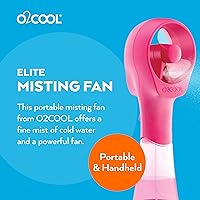 Vista 2 de O2COOL Ventiladores de nebulización de agua portátiles con batería Elite (Raspberry)..