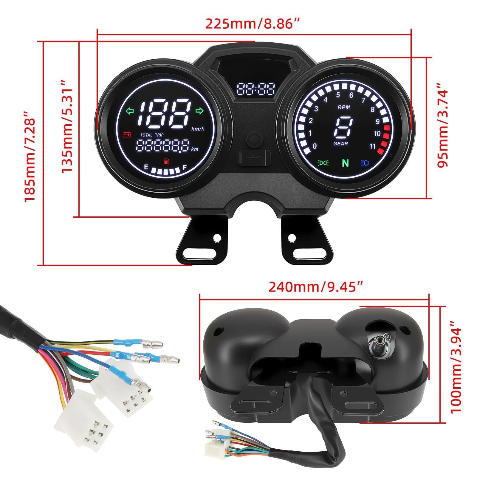 Velocímetro Universal Para Motocicleta Tacómetro Medidor 11000 RPM