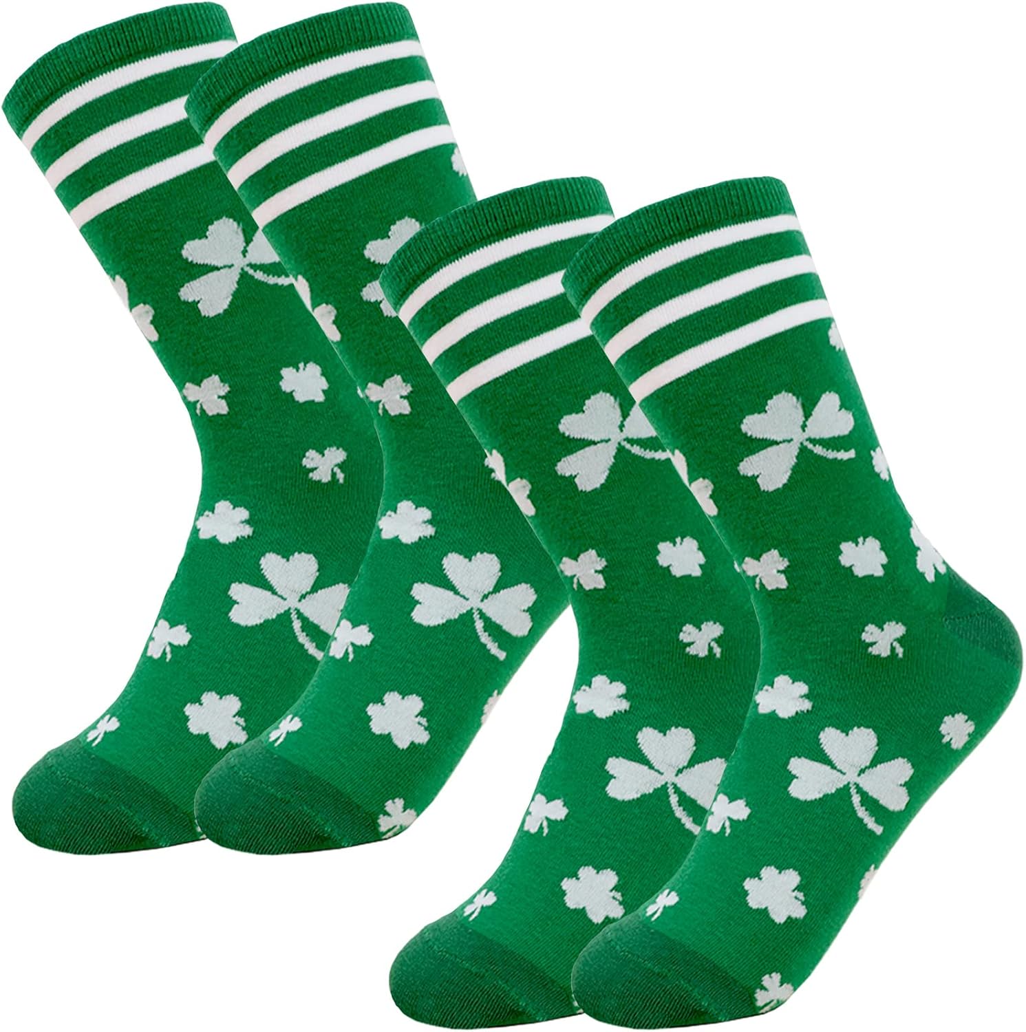 OBUSATT 2 Pairs St .Patricks Day Socks Bulk Men Shamrock Novelty Cotton Socks Irish Crew Dress Decorations for Women Men Gift Parade Costume Accessories