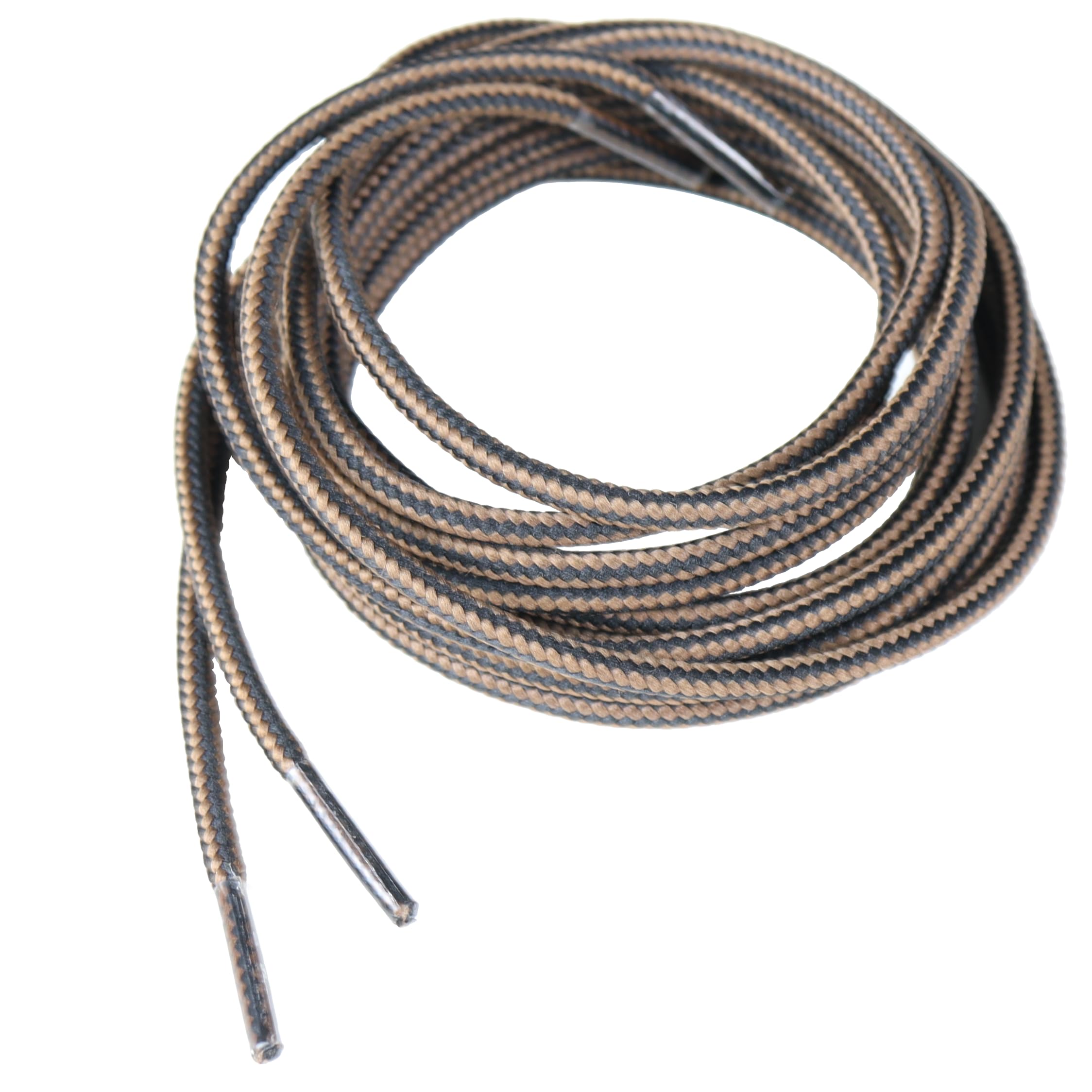 [4 Pairs Round Boot Laces - 5/32 (4mm) Strong, Durable Shoelaces for Work Boots, Hiking Shoes & Outdoor Footwear - Brown Black (60 Inch Length)