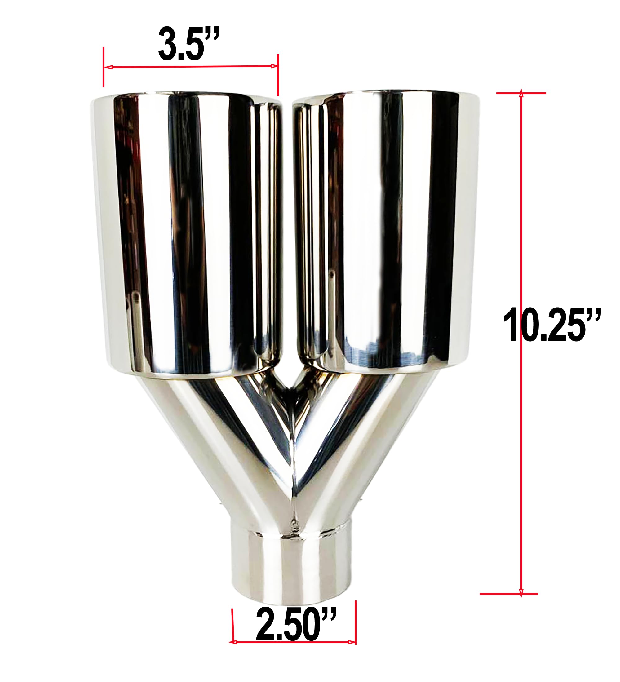 NETAMI 2.5" Inlet To 4" Outlet Stainless Steel Exhaust Tip - Double Wall, Chrome, 9" Length