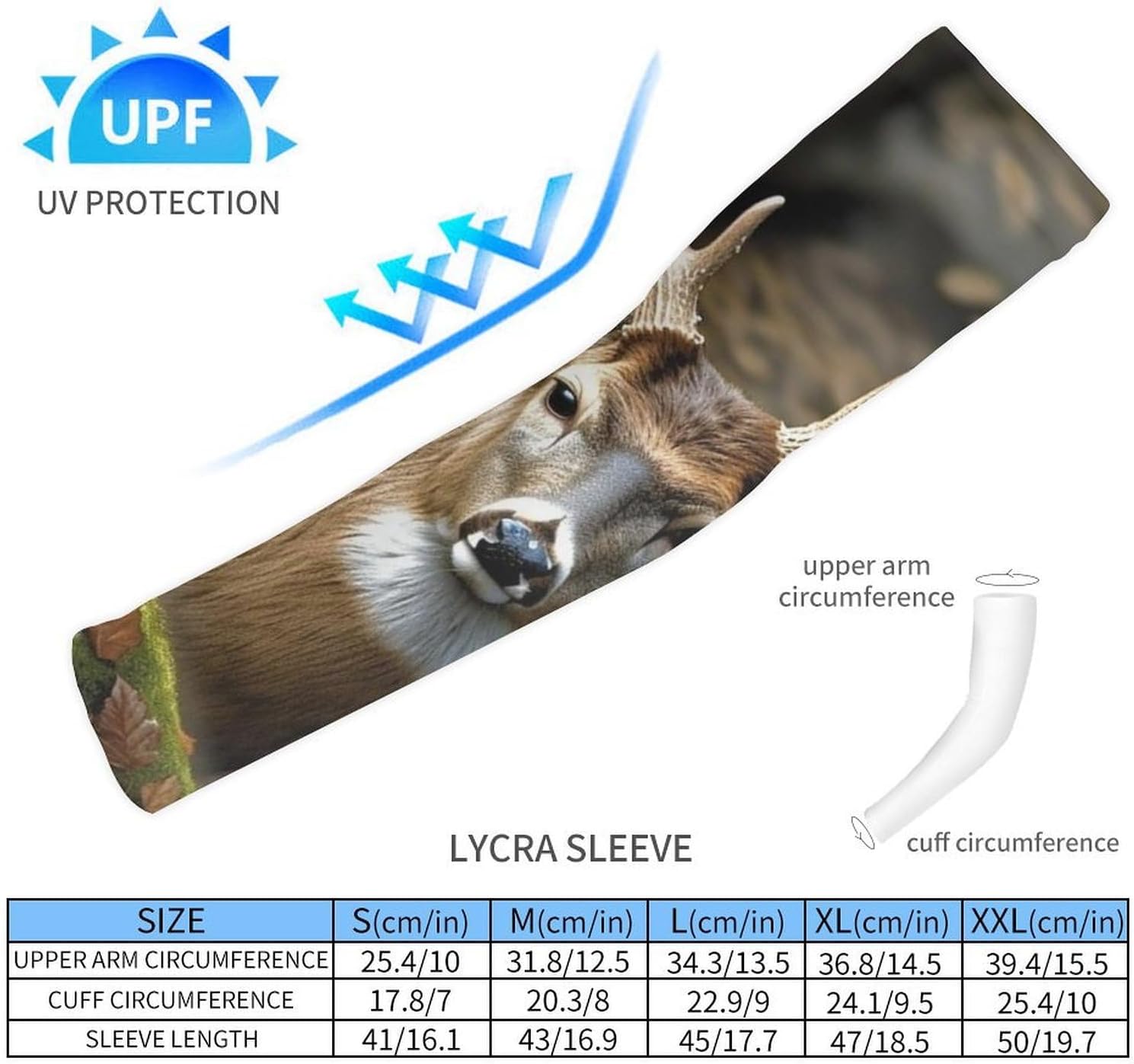 Camouflage Deer Arm Covers for Women Men, UV Sun Protection Cooling Compression Arm Sleeves XX-Large (xx_l)