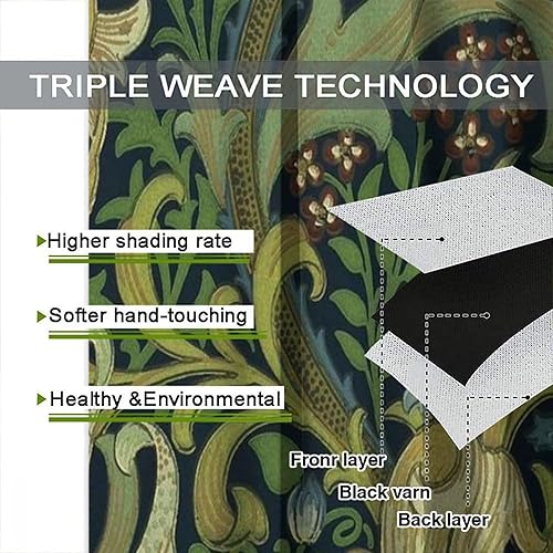 Miniatura 107 de Retro 70s Floral Blackout Window Curtains, Watercolor Flower Plant Rustic Modern Style Pattern Window Drapes, for Bedroom Living Room 42x45in 2