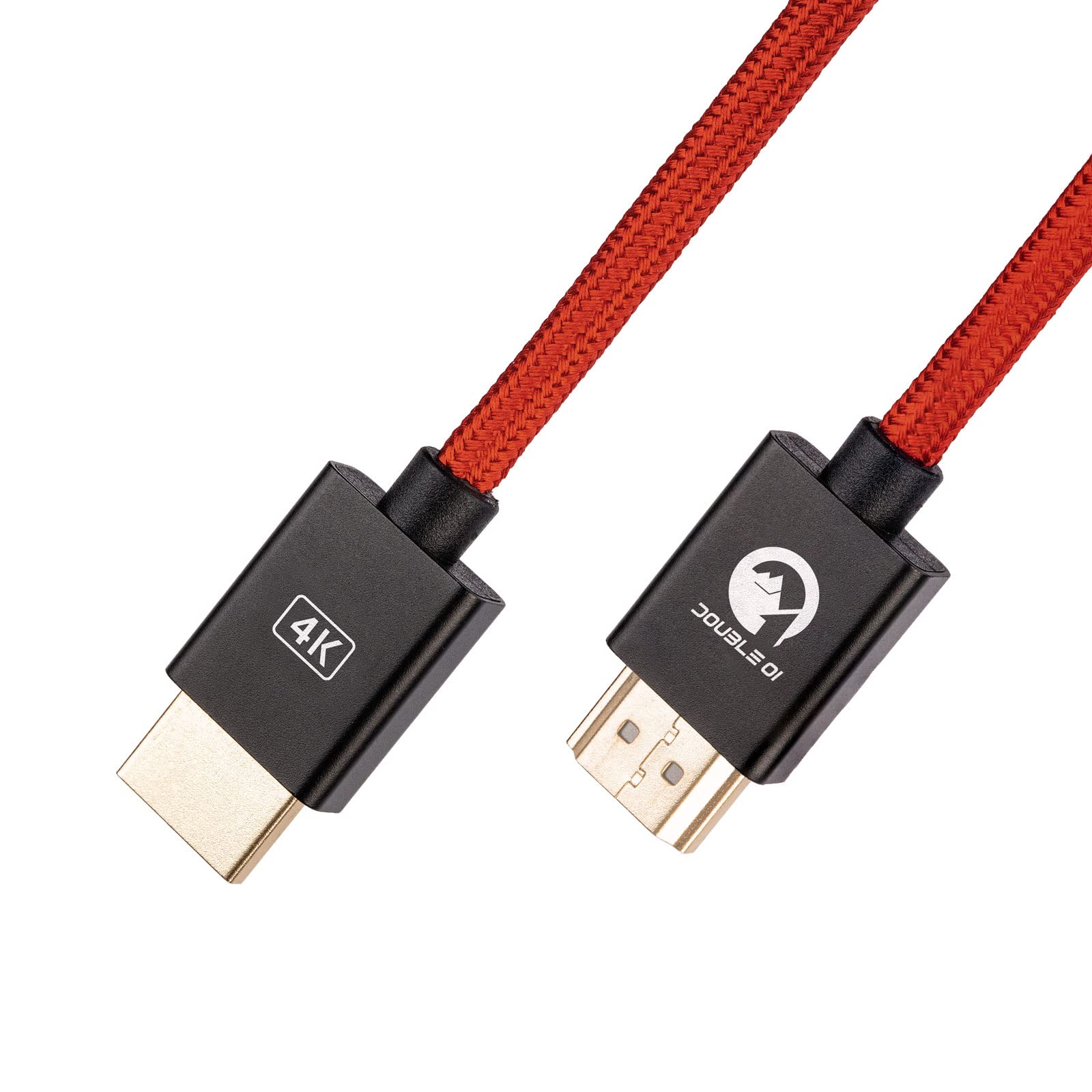 Double O1 4K Full HDMI Cable for Cinema Mirrorless DSLR Camera, 4K Monitor Screen | 60Hz | 18Gbps Bandwidth | Gold Plated Connectors | Nylon Braided Coiled +1YR Warranty (40cm Full HDMI 4K, Red)