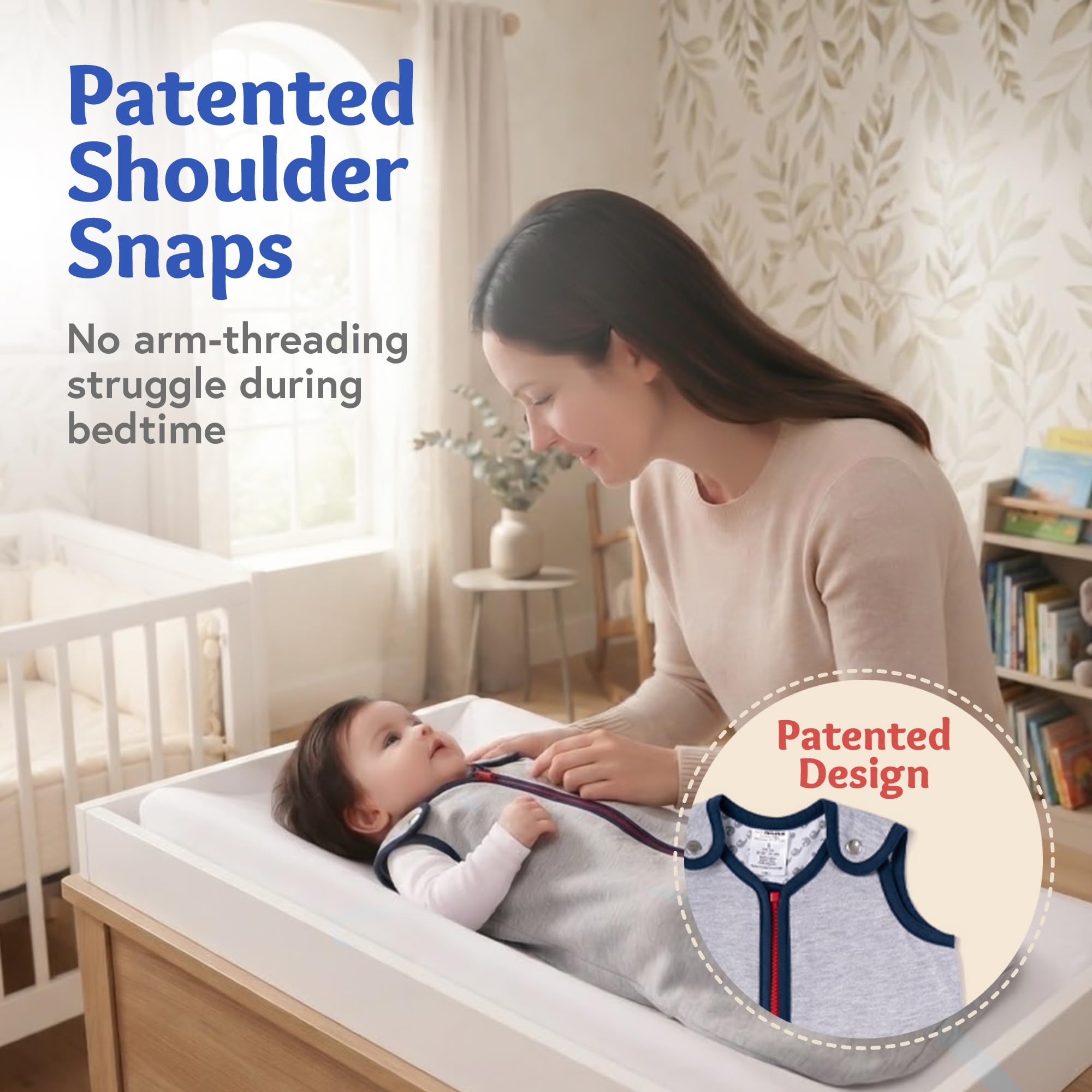 Nido de bebé Deedee Sleep Lite bebé Saco de dormir gris Heather Gray/Teal Talla:L (18-36 Months)