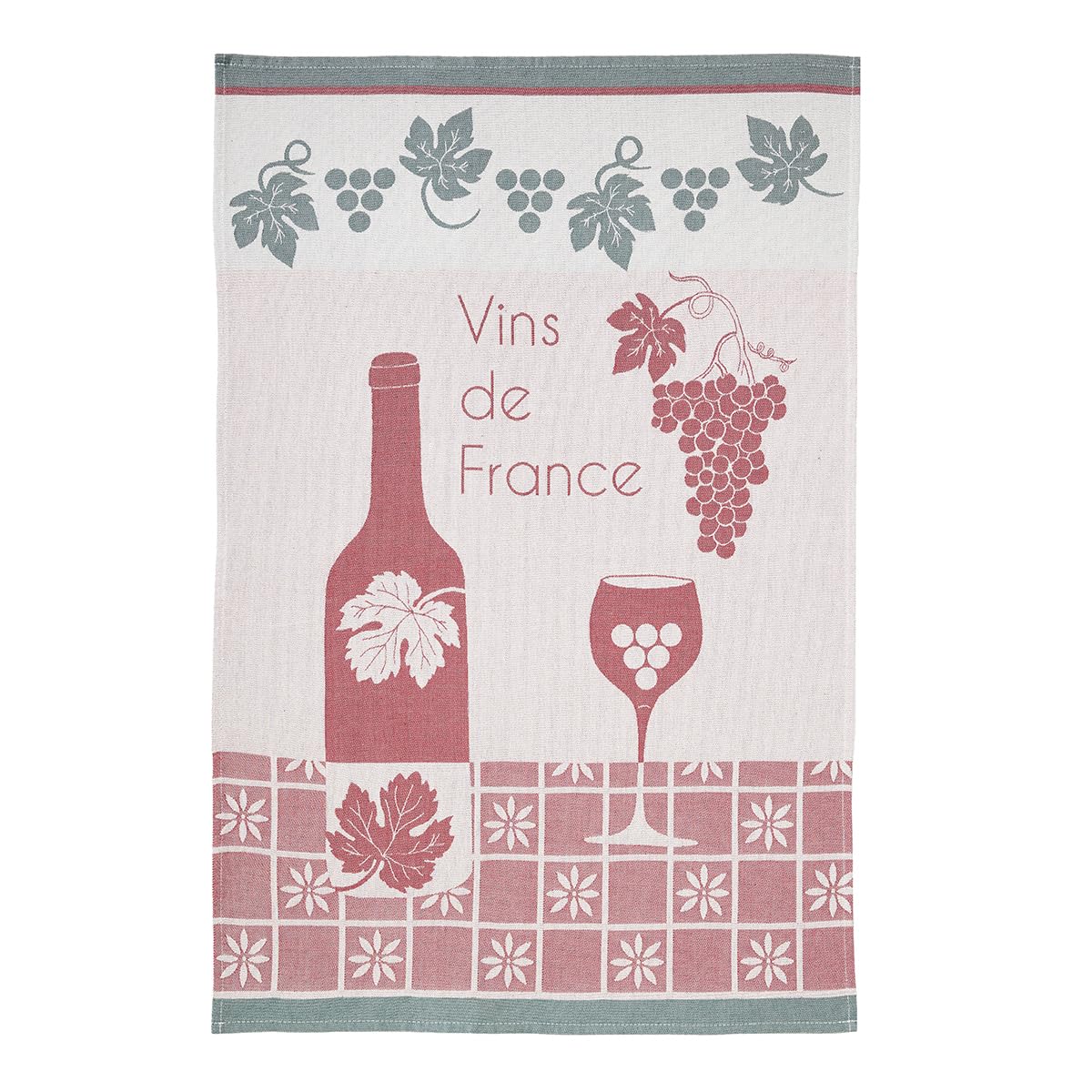 Coucke Burgundy Printed Cotton Jacquard Tea Towel, Cave Cote, 50 X 75 Cm,