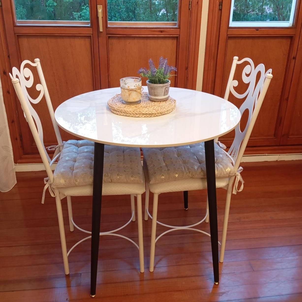 Amazon｜UNHO ダイニングテーブル 2人 丸テーブル 80㎝幅 石材  