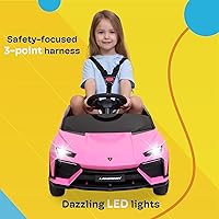 Vista 2 de Kidzone Kids Electric Ride On 12V Licensed Lamborghini Lanzador Battery Powered Sports Car Toy with Parent Remote Control & Manual Drive, Bluetooth