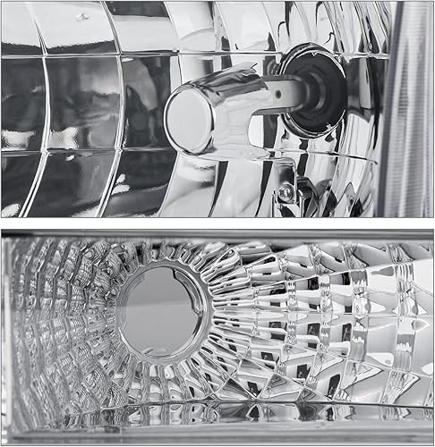 Miniatura 9 de M-AUTO Conjunto de faros delanteros con 2 bombillas LED premontadas de 6000 K compatibles con Ford F150/250/350 Bronco 92-96, luces cromadas