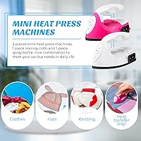 Vista 6 de Honoson 2 Pieces Mini Craft Iron Travel Portable Flat Irons Mini Heat Press Iron with Charging Base Accessories for Beads Patch Clothes T Shirts
