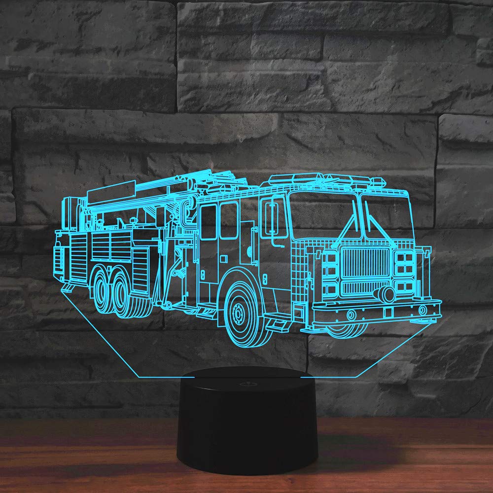 Lampada 3D Camion Dei Vigili Del Fuoco Con Telecomando – 16 Colori LED, Luce Notturna Acrilica Per Camera Bambini, Regalo Originale - 2