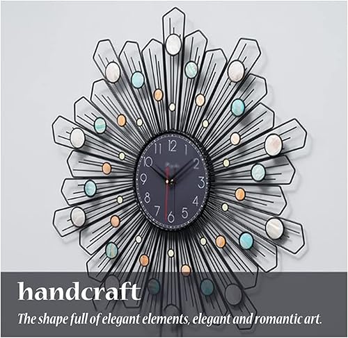 Miniatura 5 de GaRcan Reloj de pared moderno de metal con luz, reloj de pared de lujo, reloj de pared, silencioso, funciona con pilas, decoración de pared para