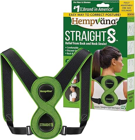 Hempvana Straight 8 Fully Adjustable Lightweight Posture Corrector, AS-SEEN-ON-TV, Helps Relieve Back Strain, Slouching & Text Neck, Moisture-Wicking Hemp Fibers, Eight Points of Support, Unisex