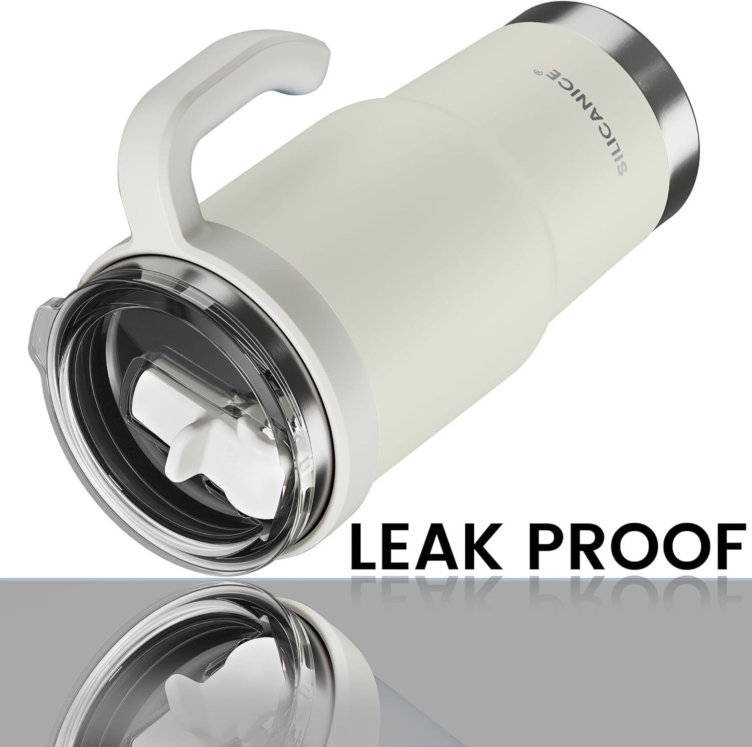 24oz Insulated Tumbler with Straw & Handle, Leak Proof Vacuum Insulated Water Bottle for School, Sports and Outdoor - Cream - Image 4