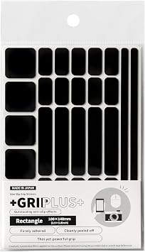 Non Slip Grip Stickers GRIPLUS Rectangle Black, 100148mm - Reusable Adhesive Pad for Desk, Phone, Mouse, Office, Multi-Purpose