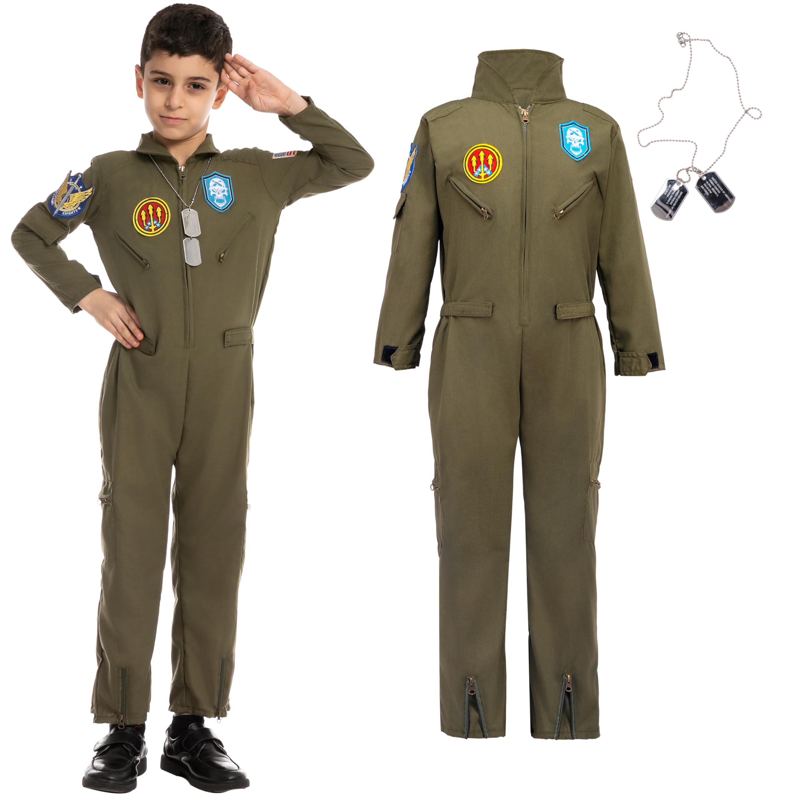 Spooktacular Creations American Flight Pilot Child Boy Costume for Halloween, Uniform Costume Sets for Kids