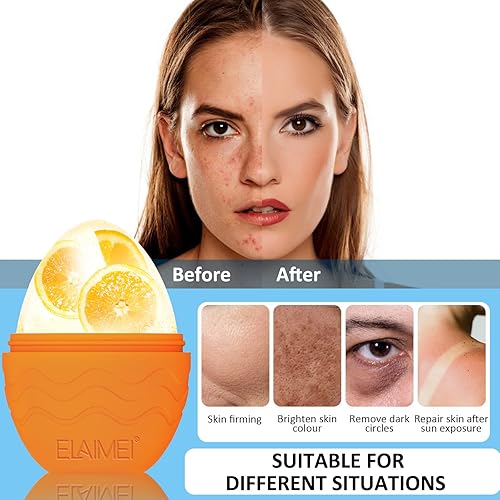 Miniatura 9 de BeauFairy Rodillo de hielo, molde de silicona con forma de huevo, rodillo de hielo para el cuidado de la cara, reutilizable, piedras masajeadoras