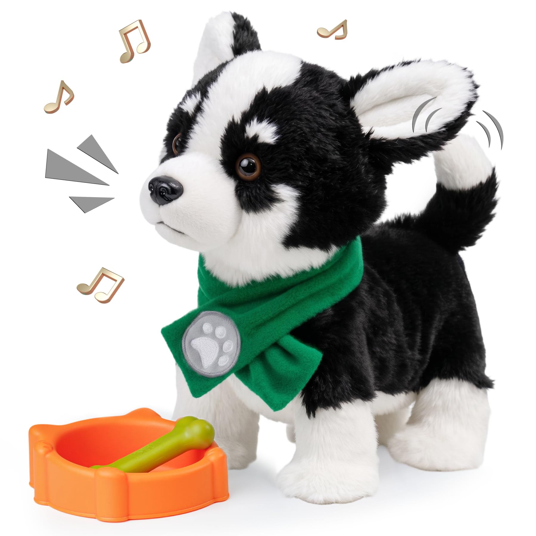 TUMAMA KIDS Interactive Dog Toy Children 6 Music, Walking Puppy with Sound Control of Running and Belling, Voice Control Play Dogs Kids Toy from 2 3 4 5 6, Cuddling Pets - Walking, Barking, Singing