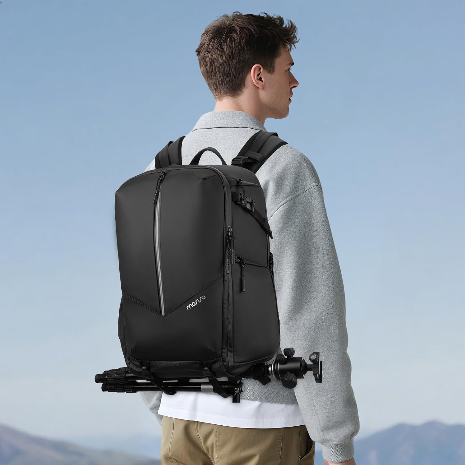 MOSISO Waterproof Camera Backpack, DSLR/SLR/Mirrorless Large Camera Bag Photography Backpack with Rain Cover&16 inch Laptop Compartment&Tripod Holder&Front Vertical Pocket for Canon/Nikon/Sony, Black