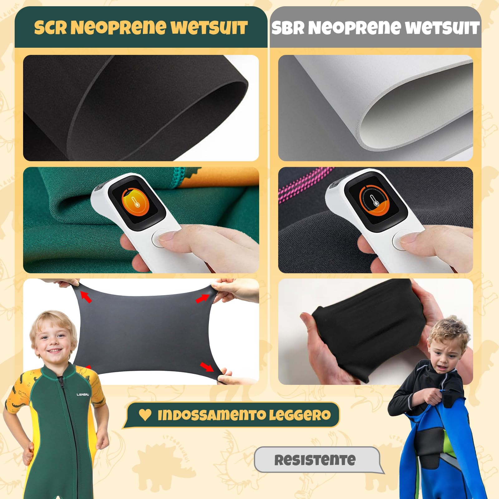 Muta in neoprene per bambini – 2,0 mm corta in neoprene per ragazzi, con chiusura lampo pionieristica, protezione UV, termica, per surf, nuoto e immersioni