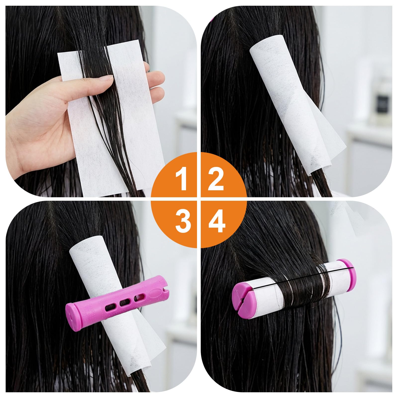 Lot de 100 papiers permanents jetables résistants à la chaleur pour cheveux - Blanc