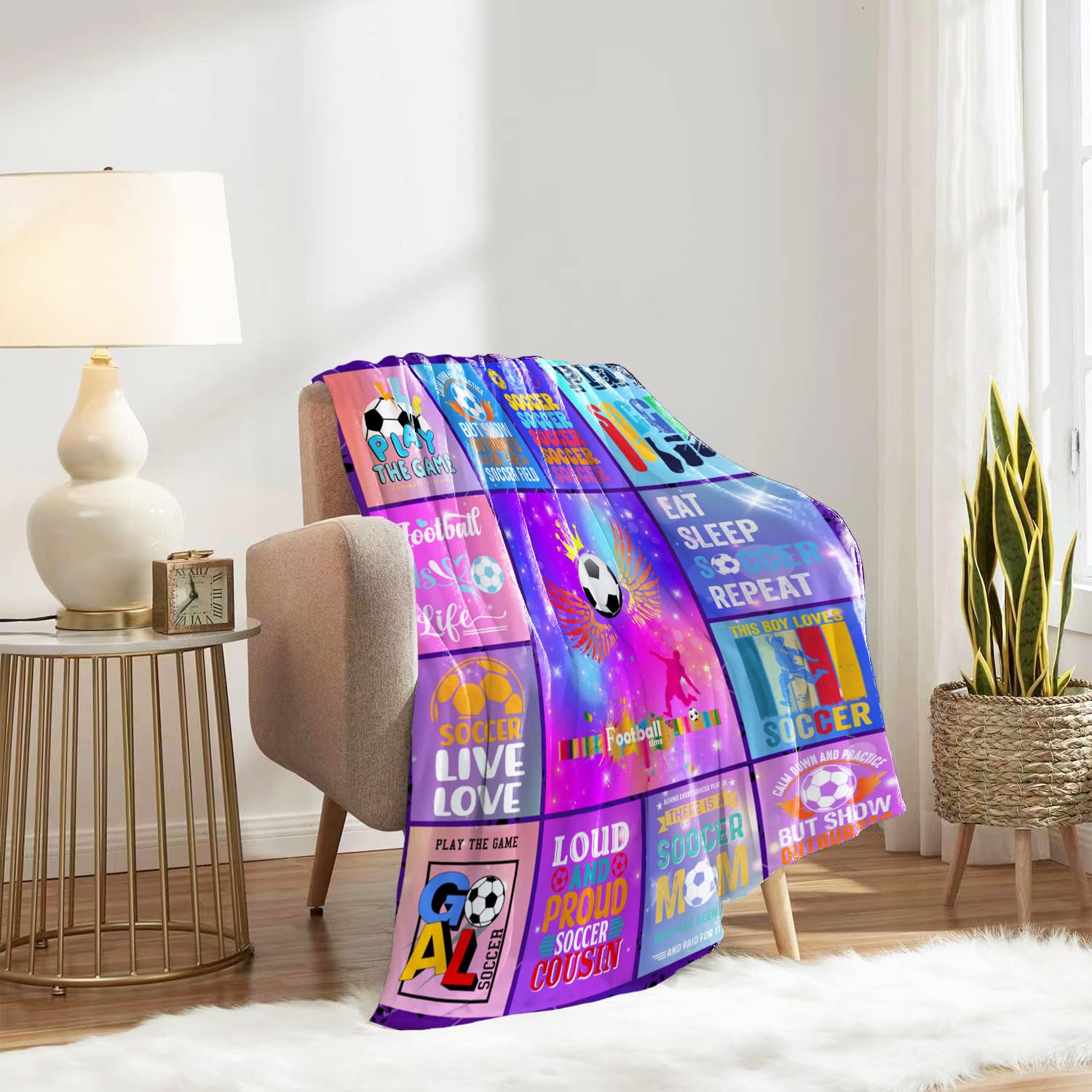 Couverture football rose plaid polaire microfibre chaude légère lit et canapé