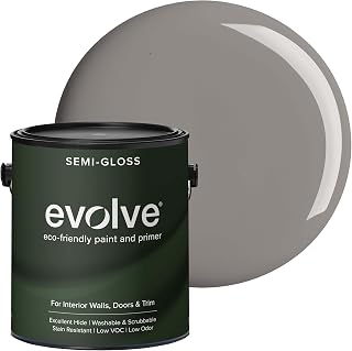 Evolve Interior Paint & Primer, Four Sheens, 1-Gallon & 5-Gallon, Designer Curated Color Palette – One-Coat Coverage, Excellent Hide, Low VOC, Low Odor, Washable Paint for Walls, Ceilings & Trim - Semi-Gloss Sheen (Tailored Slate, 1-Gallon (128 fl. Oz.))