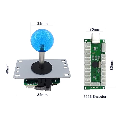 Miniatura 7 de SJJX Arcade 2 Player Game Controller Stick DIY Kit LED Buttons with Logo MX Microswitch 8 Way Joystick USB Encoder Cable for PC MAME Raspberry Pi