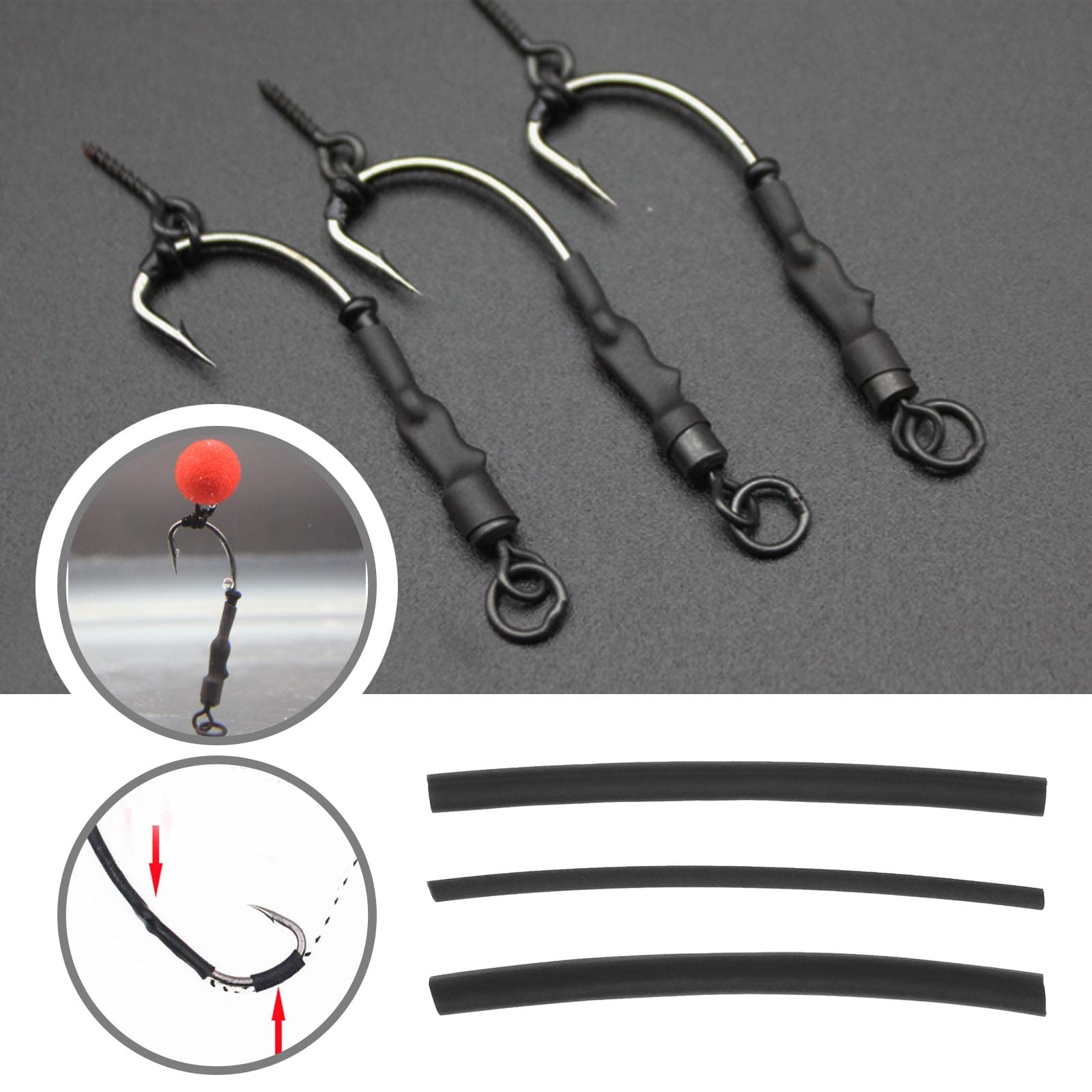 Tubo Termorestringente Per Carpfishing &ndash; Taglia 11 &ndash; Gomito Girevole &ndash; Confezione 10 O 20 Pezzi