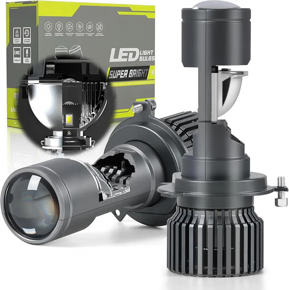 2 pcs Farol com Dissipador de Calor, 6000 K 1 Par Lâmpada H4 LED Projetor, Kit Ultra Lâmpada LED, 130 W Lâmpada de Farol Super Brilhante, Faróis de Carro