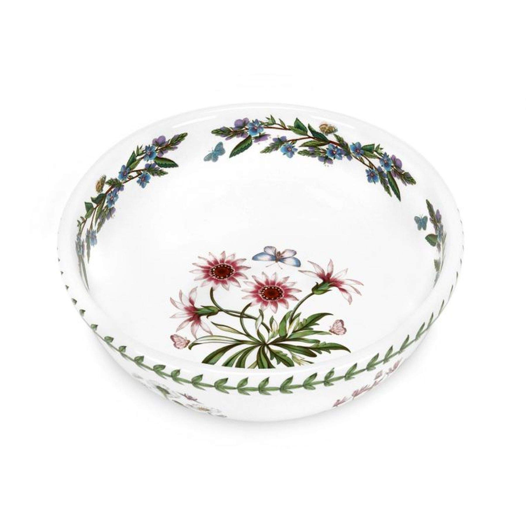 x Botanic Garden Salad Bowl - Iris Ceramic Bowl Ideal for Soups, Salads, or Desserts, Stylish and Durable, Microwave & Dishwasher Safe, Made in England Earthenware, 23cm