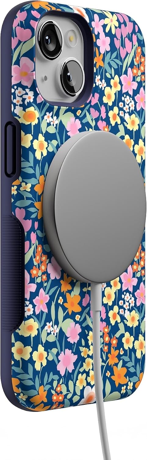 Casely iPhone 14 Case | Full Bloom | Navy Floral | Bold Protective Design | Compatible with MagSafe