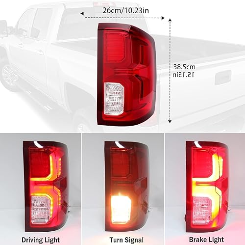 Miniatura 6 de Conjunto de luces traseras LED compatibles con Chevy Silverado 1500 2016 2017 2018 Montaje de luz trasera LED exterior lámpara de freno lado derecho