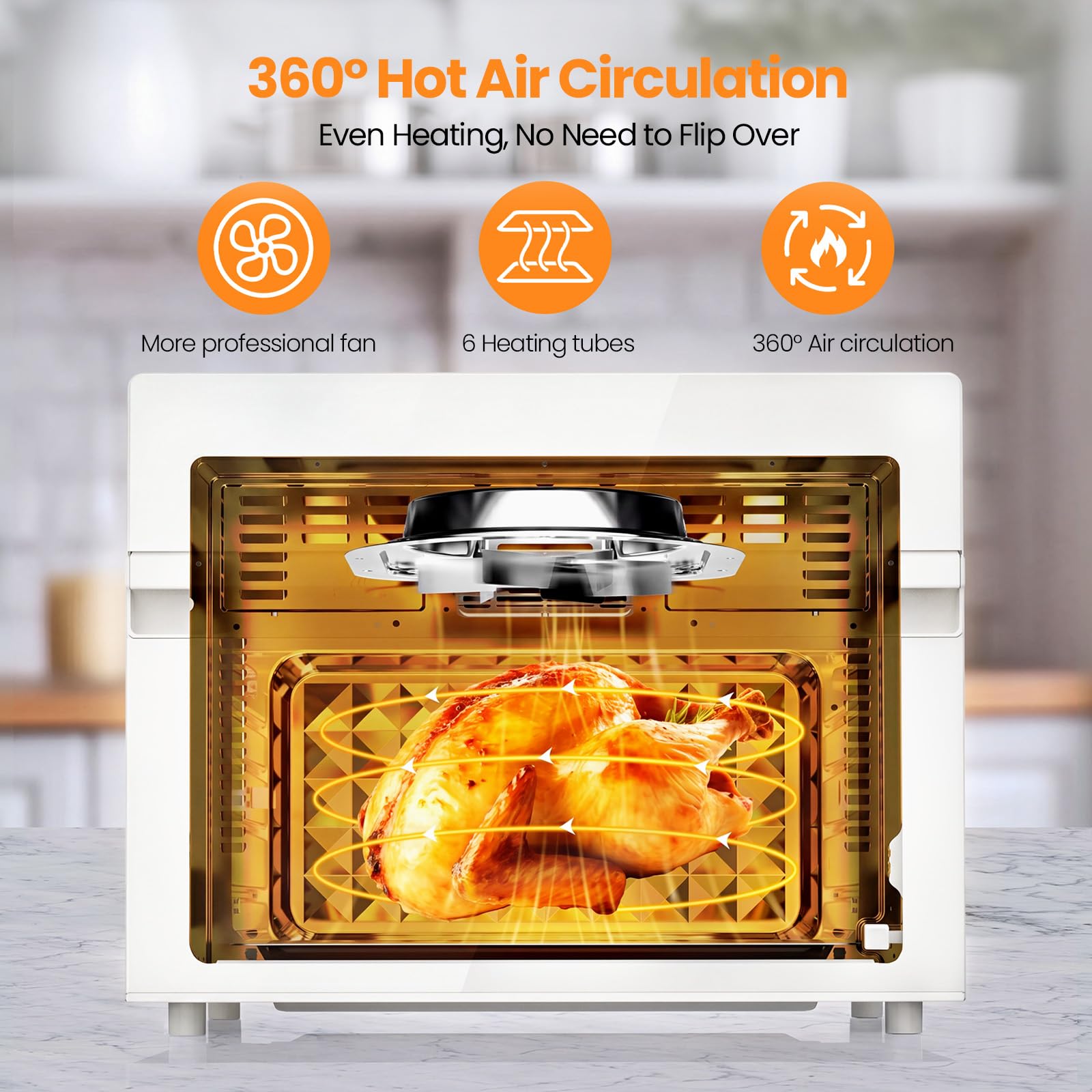 LLIVEKIT XXL Frytkownica powietrzna, piekarnik 30 l z obrotowym rożnem, frytkownica bezolejowa z 20 programami i 9 akcesoriami, wyświetlacz dotykowy LED Air Fryer, konwekcja z przepisami, 1800W, 80°C