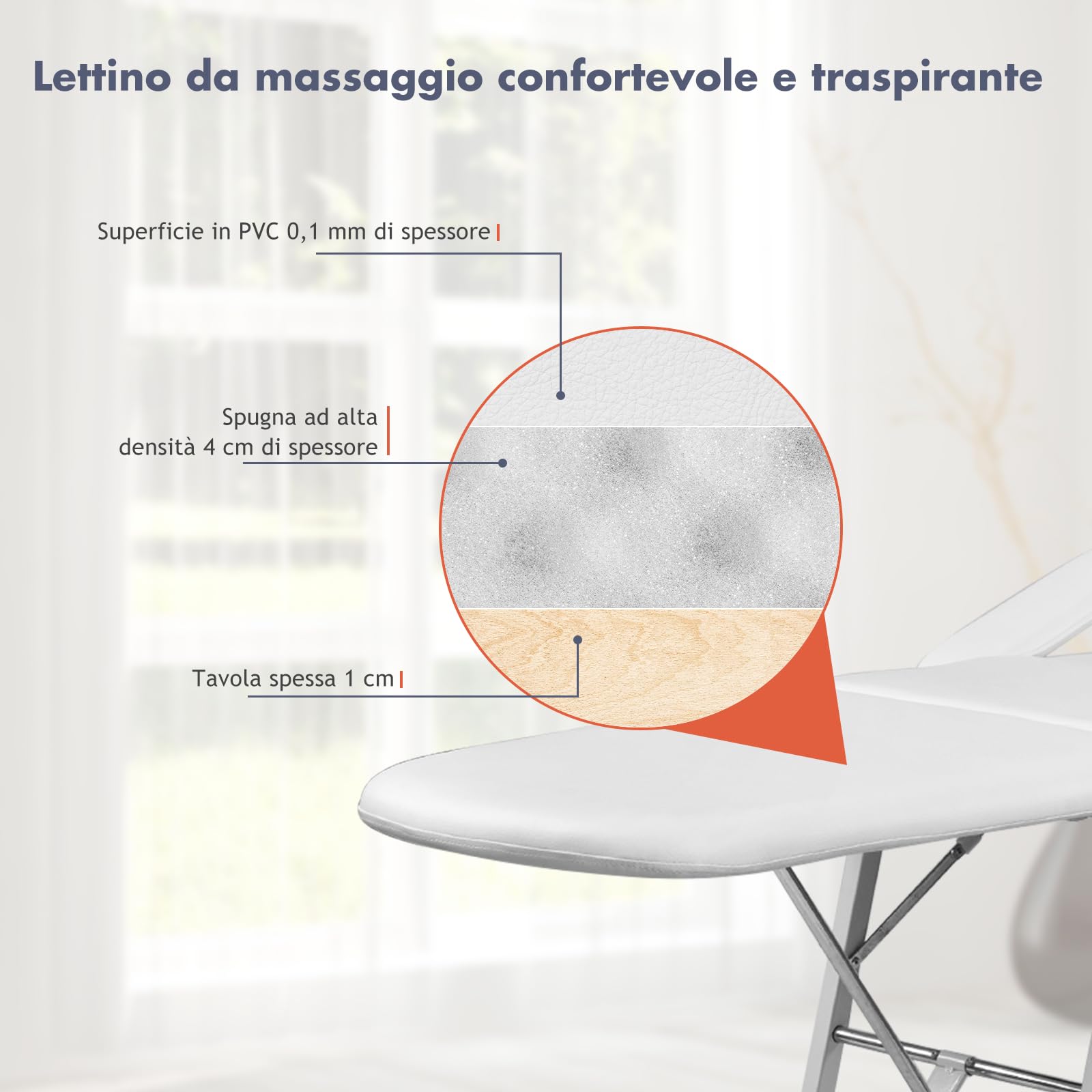 RELAX4LIFE Poltrona Letto da Massaggio, Telaio in Acciaio, Sedia da Estetista Pieghevole e Reclinabile, Lettino per Massaggi Portatile con Borsa di Trasporto, Portata Max 225kg