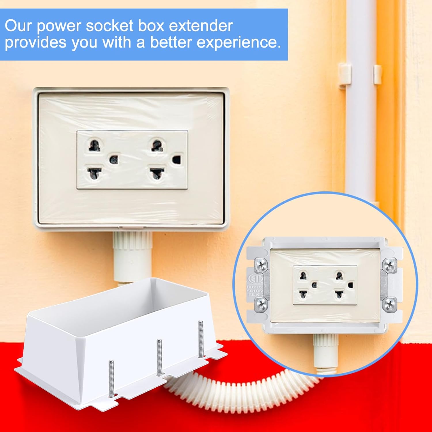 3 PCS BE3-3 Electrical Outlet Box Extenders with 18PCS Screws, （3-Gang Electrical Power Three Gang Box Extender Electric Box Extender 3 Gang Power Switch Receptacles Accessories