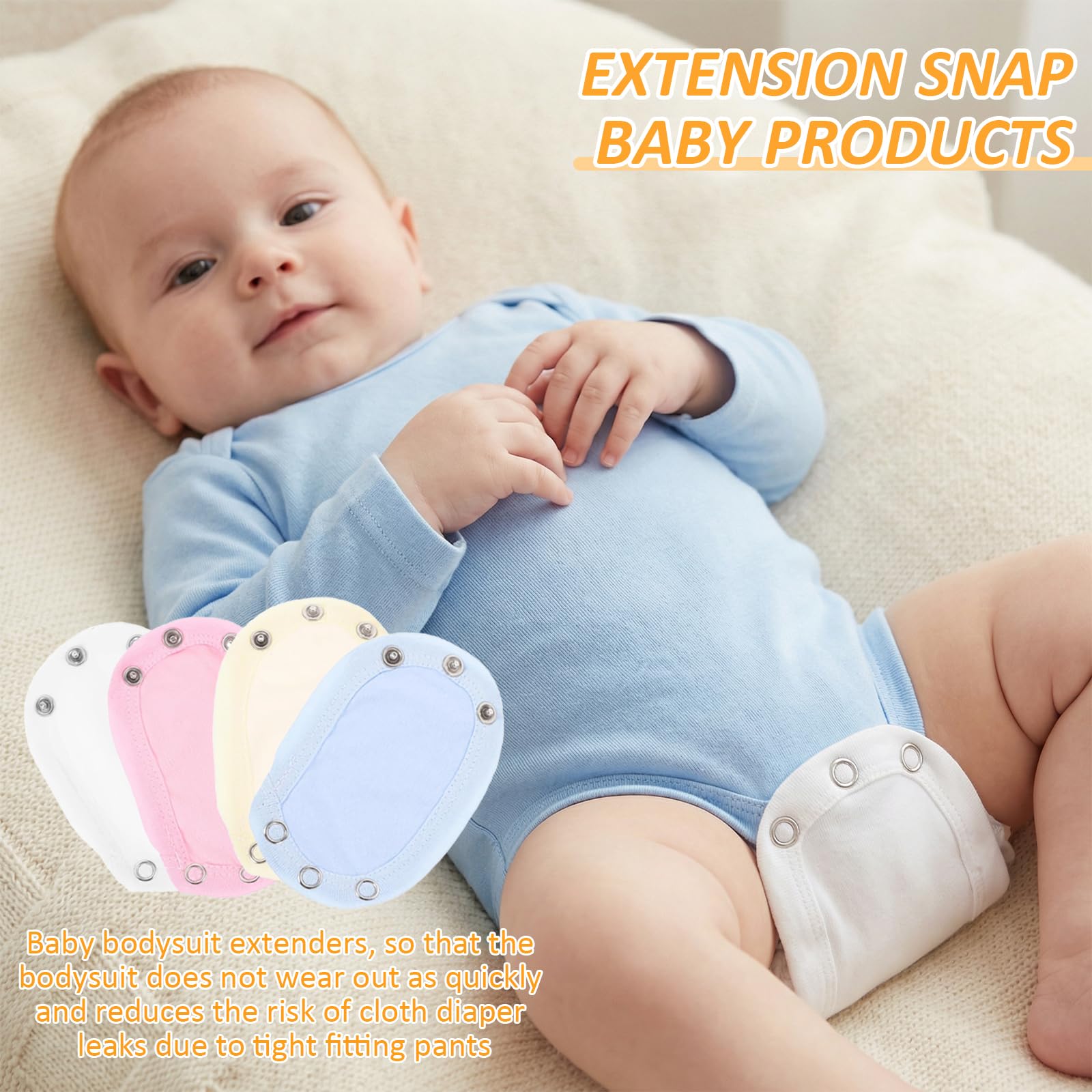 8 PCS Alargador Body Bebe Extensor Body Bebe para Recién Nacidos Ajustable Extensores Mono para Bebé Extensión Body BotóN A PresióN Extensible Longitud Ajustable Adecuado Botones a PresióN de Metal — view 6