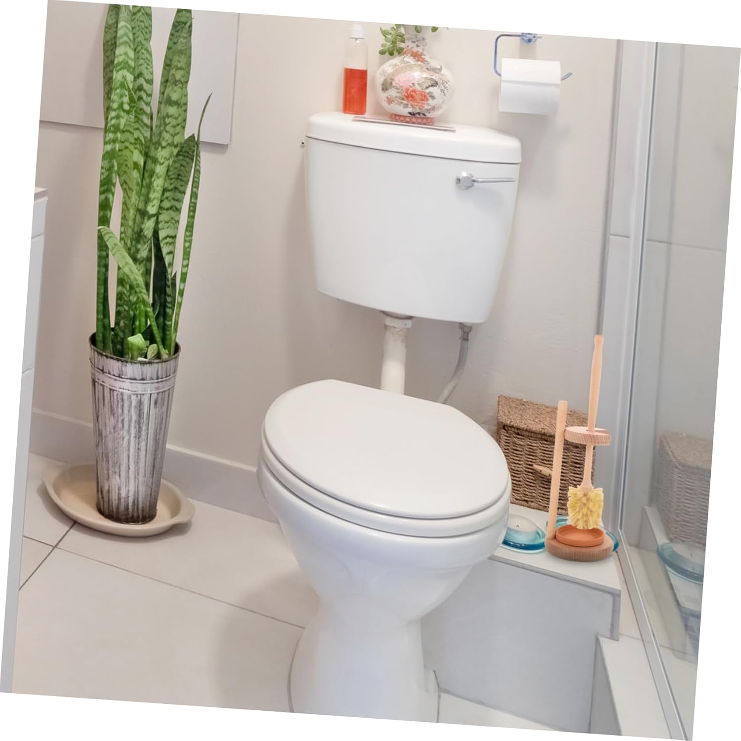 1set Handle Toilet Brush with Base Soft Bristles for Cleaning for Bathroom and Home Use Versatile for Sinks and Bathtubs