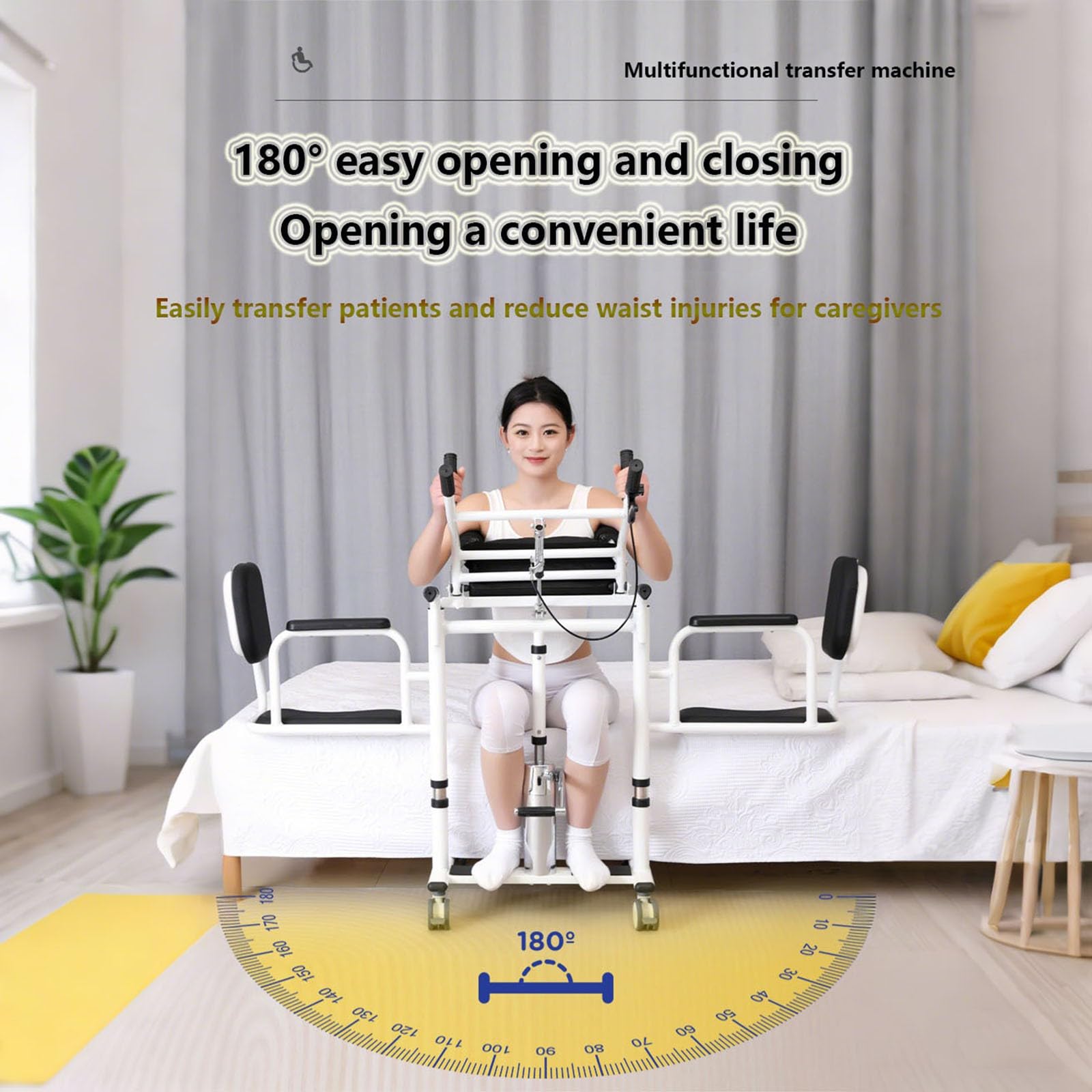 Exoesqueleto - Silla de desplazamiento multifuncional, silla de transferencia de elevación de pacientes para personas mayores y discapacitados, elevación hidráulica y bajada de la grúa de viaje ayuda
