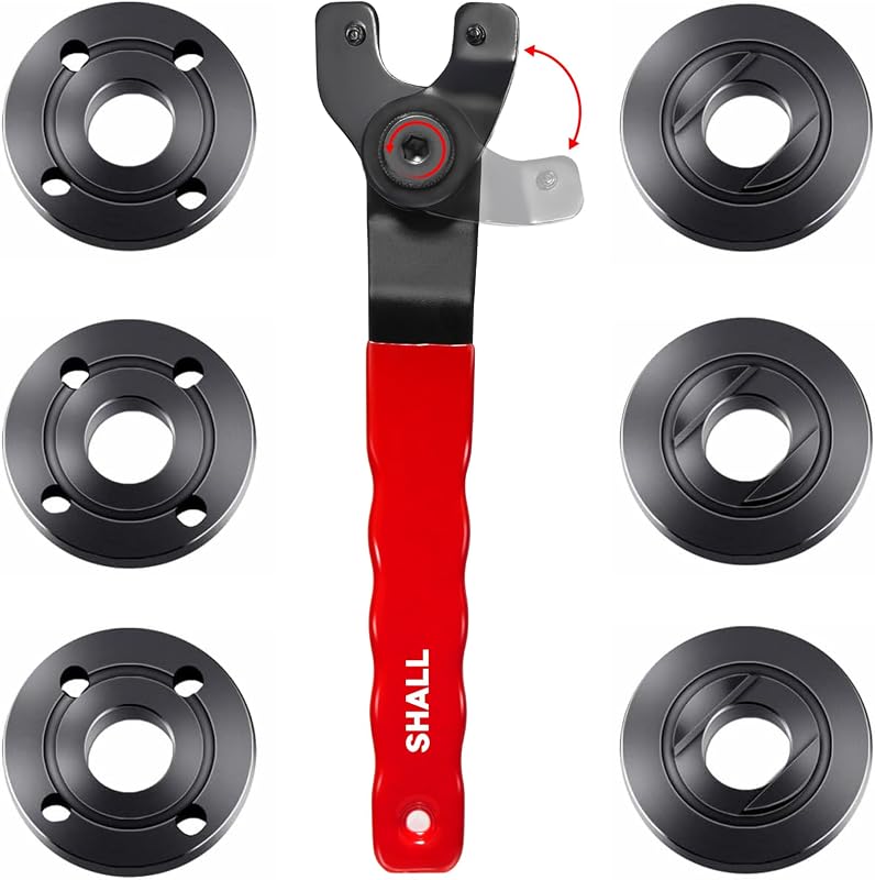 Angle Grinder Tool Kit with 5/8'-11 Flange Nut, Adjustable Pin Wrench and 6Pcs Lock Nuts Compatible with Dewalt, Milwaukee, Makita, Ryobi, Black Decker, Bosch
