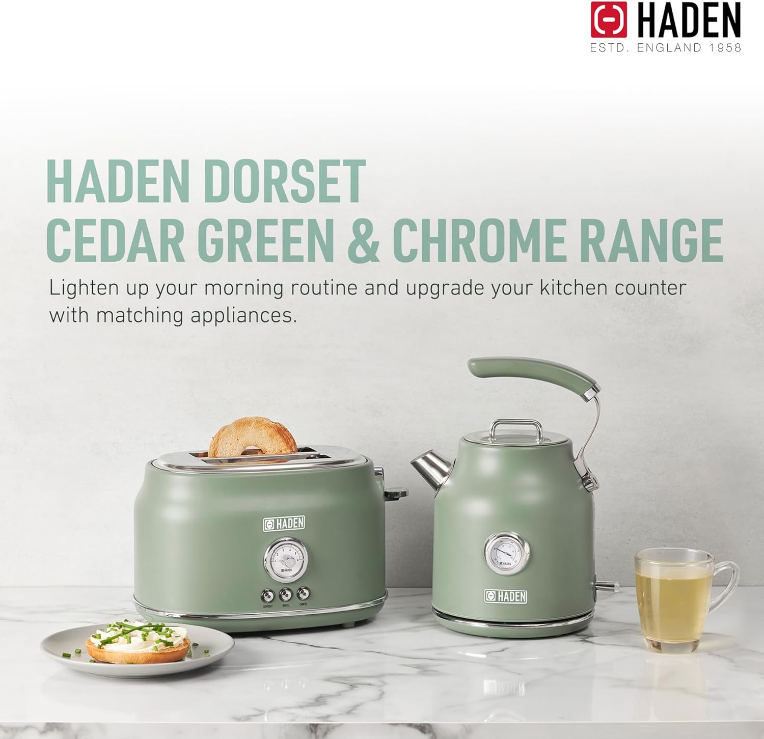 Haden Dorset 1.7L Sage Green Stainless Steel Electric Kettle
