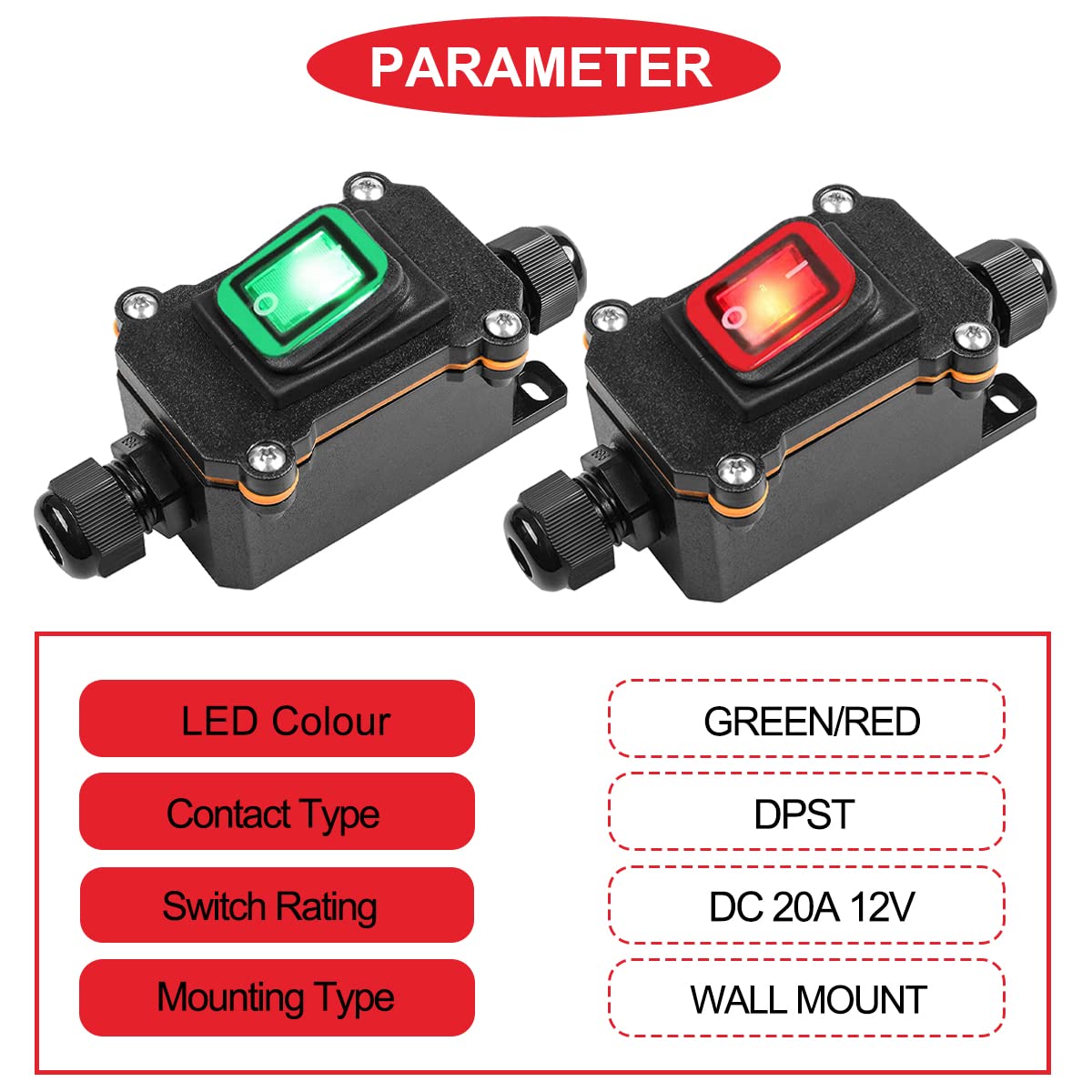Amazon.co.jp: MKBKLLJY 2個 12V DC 20A インラインコードスイッチ